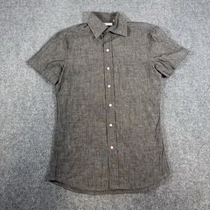 Gustin Shirt Mens XS Gray Casual Button Up‎ Short Sleeve USA Made